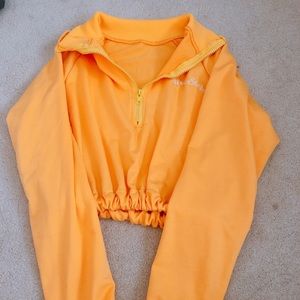 Tangerine Cropped Quarter zip